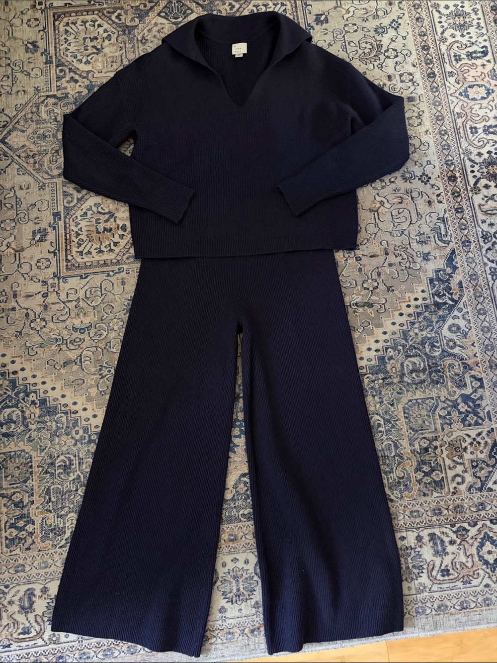 *BUNDLE* A NEW DAY Navy Ribbed Sweater and Wide-Leg Pants set!